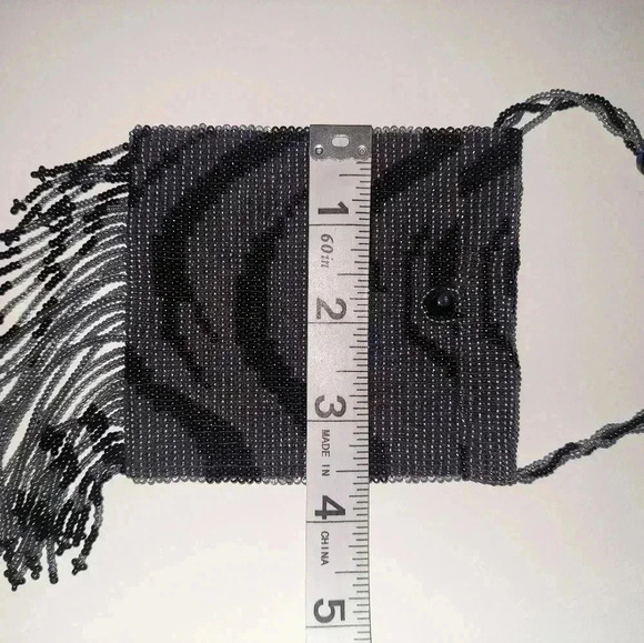 Vintage Zebra Print Full Beaded Evening Crossbody Fringe Small Bag - Picture 4 of 9
